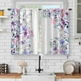 thumbnail image 1 of Purple Flower Floral Kitchen Curtains - Small Short Cafe Natural Curtains Decor for Dining Room Country Tier Curtains Rustic Rod Pocket Window Drapes 36 Inch Length 2 Panels Set, 1 of 5
