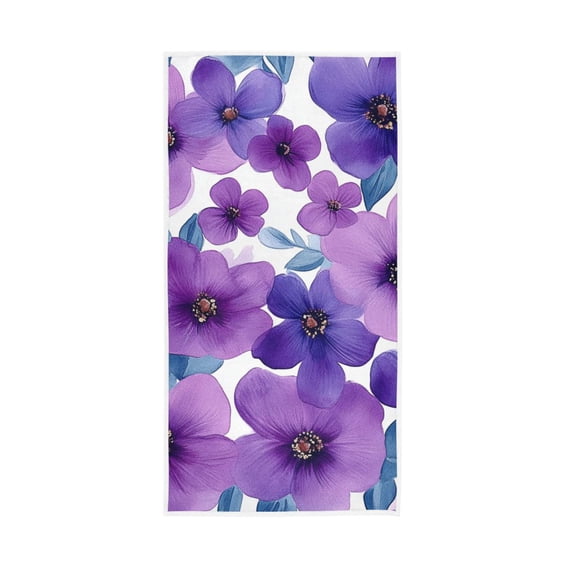 Purple Flower Hand Painted Watercolor Face Towel Absorbent Hand Towels Bath Sport Gym