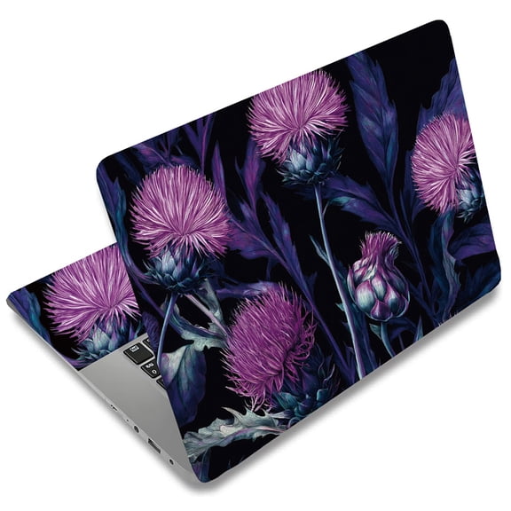 Purple Flower Laptop Notebook Skin Sticker Flowers Cover Decal Laptop Protector Notebook PC Computer Art Protector Universal Notebooks Art Decal Fits 12-15.6 inch Black Purple