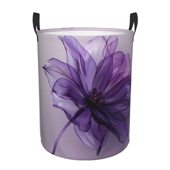 Purple Flower Laundry Hamper Small Storage Basket/Toy Organizer/Dirty Clothes Bucket