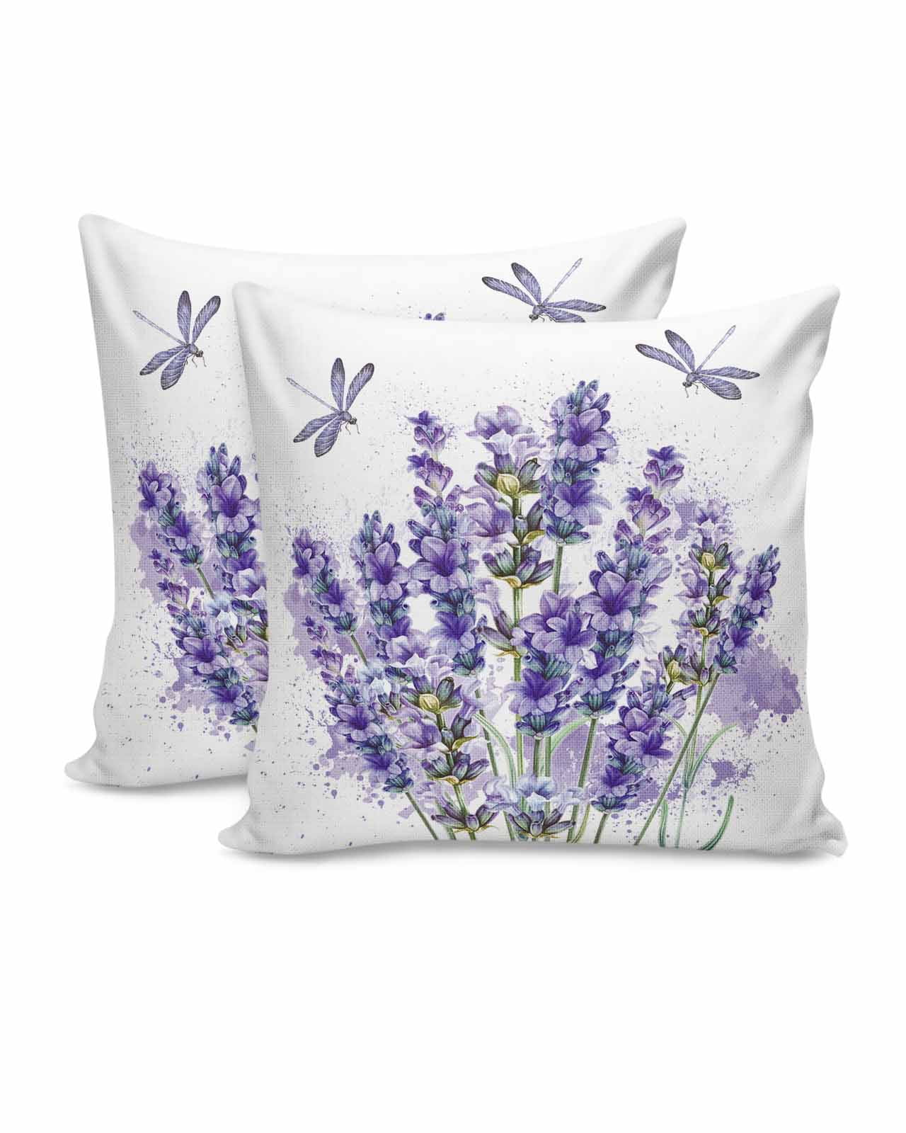 Purple Flower Lavender 16x16 Pillow Covers Set of 2, Watercolor