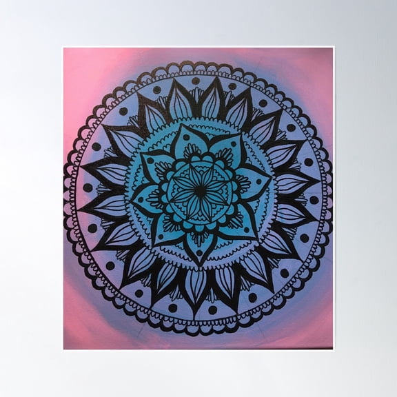 Purple Flower Mandala Poster Wall Art, Modern Wall Decor, 16x24 UNFRAMED