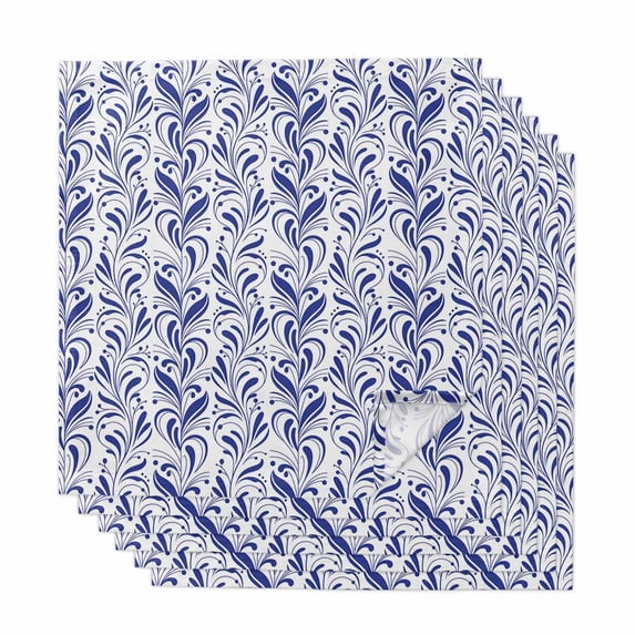 Purple Flower Pattern Cloth Napkins, Vintage Floral Botanical Simple Washable and Reusable Dinner Napkins Set of 6, Table Napkin for Kitchen Party Birthday Wedding Hotel Housewarming 20"x20"