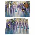 thumbnail image 1 of Purple Flower Placemats Set of 12, Spring Blue Butterfly Romantic Wisteria Floral Watercolor Non-Slip Place Mats Washable Table Mats for Kitchen Dining Table Decorations Indoor/Outdoor, 1 of 9