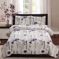 thumbnail image 1 of Jessy Home Purple Flower Quilt Full/Queen Floral Bedspread Soft Bedding Coverlet Set, 1 of 7