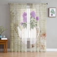 thumbnail image 1 of Purple Flower Retro Chiffon Sheer Curtains For Living Room Bedroom Kitchen ration Window Voiles Organza Tulle Curtain, 1 of 7