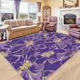 thumbnail image 1 of Purple Flower Rug Washable Elegant Floral Rugs For Living Room Bedroom, Purple Floral Area Rug For Home Decor, Non Slip Backing Floor Carpet 3x5ft, 1 of 6