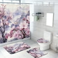 thumbnail image 1 of Purple Flower Shower Curtain Set with Rugs Japanese Cherry Blossom Plum Blossom Asian Traditional Decor with Toilet Lid Cover, Bath Mat, Shower Curtains for Bathroom Rug Set, 72x72 Inch, 1 of 4