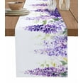thumbnail image 1 of Purple Flower Table Runner Cotton Linen 60 Inch Holiday Dresser Scarves, Spring Watercolor Green Leaf Plant Tablerunner for Kitchen Coffee Dining Bedroom Living Room Dinner Scarf Décor 13''x60'', 1 of 1