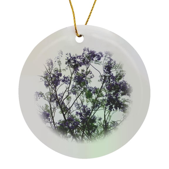 3drose, Purple Flower Tree Jacaranda Against Bright Sky, Circle Porcelain Ornament