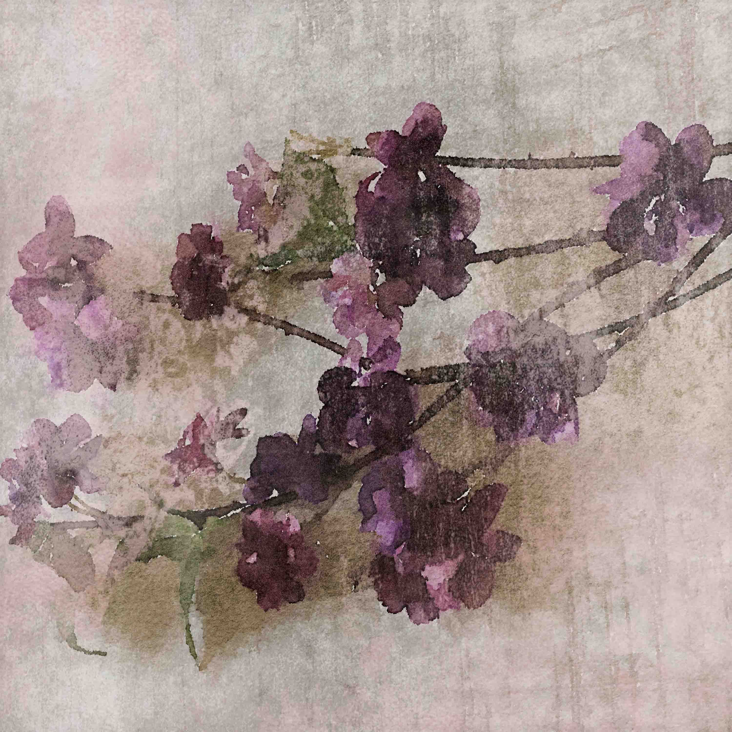 "Purple Flowers 2" Painting Print on Wrapped Canvas