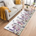 thumbnail image 1 of Purple Flowers 2'x6' Runner Rugs for Hallway Kitchen Bedside Non Slip, Spring Butterflies Lavender Daisy Botanical Entryway Rug Runners with Rubber Backing, Long Carpet Runner for Laundry Room, 1 of 8