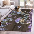 thumbnail image 1 of Purple Flowers Area Rug 4x6 Washable Rug Non Slip Weeping Spring Floral Bicycle Wooden Farmhouse Large Area Rug Indoor Floor Carpet for Entryway Bedroom Kitchen Living Room Home Office Dining Room, 1 of 8