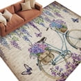 thumbnail image 1 of Purple Flowers Area Rugs Collection 6'x9', Weeping Spring Floral Bicycle Retro Art Non Slip Indoor Rectangle Throw Runner Rug Floor Mat Carpet for Living Room Dining Table Bedroom Nursery, 1 of 9