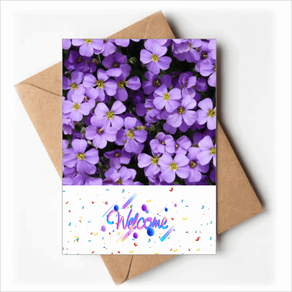 Purple Flowers Beautiful Romantic Welcome Back Greeting Cards Envelopes Blank