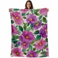 thumbnail image 1 of Purple Flowers Blanket Soft Cozy Warm Throw Blanket for Couch, Plush Fuzzy Flannel Fleece Blankets for Sofa, Spring Watercolor Floral Leaves Botanical Beige Bed Blankets Gifts for Men, 40"x60", 1 of 9