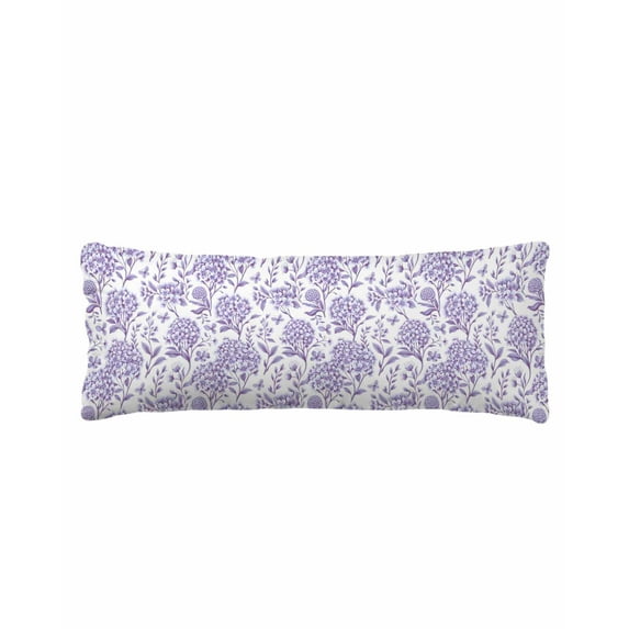 Purple Flowers Body Pillow Cover 20 x 54 Inch Decorative Pillow Cover Botanical Floral Vintage Wildflower Lumbar Pillowcase Seasonal Rectangle Cushion Case for Couch Sofa Bed Living Room