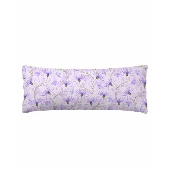 Purple Flowers Body Pillow Cover 20 x 54 Inch Decorative Pillow Cover Botanical Florals Plants Country Aesthetic Lumbar Pillowcase Seasonal Rectangle Cushion Case for Couch Sofa Bed Living Room