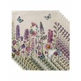 thumbnail image 1 of Purple Flowers Cloth Napkins Set of 6 Reusable Dinner Napkins, Spring Butterflies Lavender Daisy Beige Cocktail Napkin Washable Table Napkins for Wedding/Holiday Party/Baby Shower 20"x20", 1 of 7