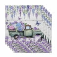 thumbnail image 1 of Purple Flowers Cloth Napkins, Weeping Spring Floral Truck Butterfly Wooden Washable and Reusable Dinner Napkins Set of 6, Table Napkin for Kitchen Party Birthday Wedding Hotel Housewarming 20"x20", 1 of 9