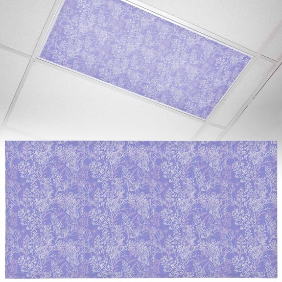 Purple Flowers Fluorescent Light Covers Spring Lavender Abstract Floral Leaf Botanical Magnetic Light Filters Ceiling Lighting Panel Shade for Classroom Office Home 2 x 4 ft, 1 Pack