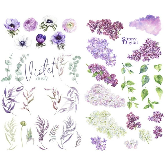 Purple Flowers Kawaii Aesthetic Happy Planner Diary Journal Stationery Scrapbooking Stickers Travel Art Supplies