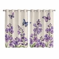 thumbnail image 1 of Purple Flowers Kitchen Curtains Window Panels, Butterfly Spring Floral Rustic Farmhouse Insulated Window Treatment Curtain, Grommet Curtains for Bedroom/Living Room/Bathroom, 2 Piece 52"Wx63"L, 1 of 8