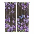 thumbnail image 1 of Purple Flowers Kitchen Curtains Window Panels, Butterfly Spring Floral Wooden Farmhouse Insulated Window Treatment Curtain, Grommet Curtains for Bedroom/Living Room/Bathroom, 2 Piece 42"Wx84"L, 1 of 8