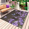 thumbnail image 1 of Purple Flowers Outdoor Rug 4x6 Ft, Non Slip Washable Area Rug, Butterfly Spring Floral Wooden Farmhouse Patio Rugs Carpet Runner, Large Floor Mat for Indoor/Outdoor Deck Porch Camping, 1 of 8