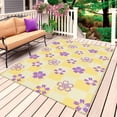 thumbnail image 1 of Purple Flowers Outdoor Rug for Patio/Deck/Porch, Non-Slip Large Area Rug 3 x 5 Ft, Japanese Yellow Checkered Floral Plaid Indoor Outdoor Rugs Washable Area Rugs, Reversible Camping Rug Carpet Runner, 1 of 8