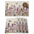 thumbnail image 1 of Purple Flowers Placemats Set of 12, Spring Butterflies Lavender Daisy Beige Placemats for Dining Table, Place Mats for Kitchen Tabletop, Waterproof Wipeable Dining Table Mats Set, 1 of 9