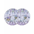 thumbnail image 1 of Purple Flowers Round 13 Inch Placemats Set of 2, Weeping Spring Floral Bicycle Checkered HeatResistant Non Slip Place Mats for Dining Table, Wipeable Braided Kitchen Table Mats for Housewarming, 1 of 9