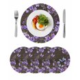 thumbnail image 1 of Purple Flowers Round 13 Inch Placemats Set of 4, Butterfly Spring Floral Wooden Farmhouse HeatResistant Non Slip Place Mats for Dining Table, Wipeable Braided Kitchen Table Mats for Housewarming, 1 of 9