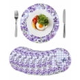 thumbnail image 1 of Purple Flowers Round 13 Inch Placemats Set of 8, Butterfly Spring Floral Checkered Farmhouse HeatResistant Non Slip Place Mats for Dining Table, Wipeable Braided Kitchen Table Mats for Housewarming, 1 of 9