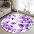 thumbnail image 1 of Purple Flowers Round Area Rug 3.3Ft Washable Circle Rugs for Dining Room Table, Spring Blooms Botanicals Watercolor Floral Non-Slip Carpet Floor Mats Indoor Outdoor Carpet Runner Aesthetic Home Decor, 1 of 8