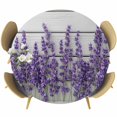 thumbnail image 1 of Purple Flowers Round Tablecloth 55-60 Inch Round Fitted Table Cloth with Elastic Edge, Rustic Pastoral Botanical Floral Plants Waterproof Table Cover Protector for Outdoor Picnic Party Dining, 1 of 6