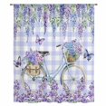 thumbnail image 1 of Purple Flowers Sheer Curtains 108" Extra Long, Weeping Spring Floral Bicycle Checkered Light Filering Curtains, Privacy Drapes Simi Floor to Veiling Curtain for Living Room Large Window Treatment, 1 of 9