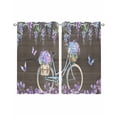 thumbnail image 1 of Purple Flowers Sheer Curtains 39 Inch Length 2 Panels Set for Living Room/Bedroom, Weeping Spring Floral Bicycle Wooden Farmhouse Kitchen Curtains Grommet Curtains Window Treatments 27.5"x39"x2, 1 of 7