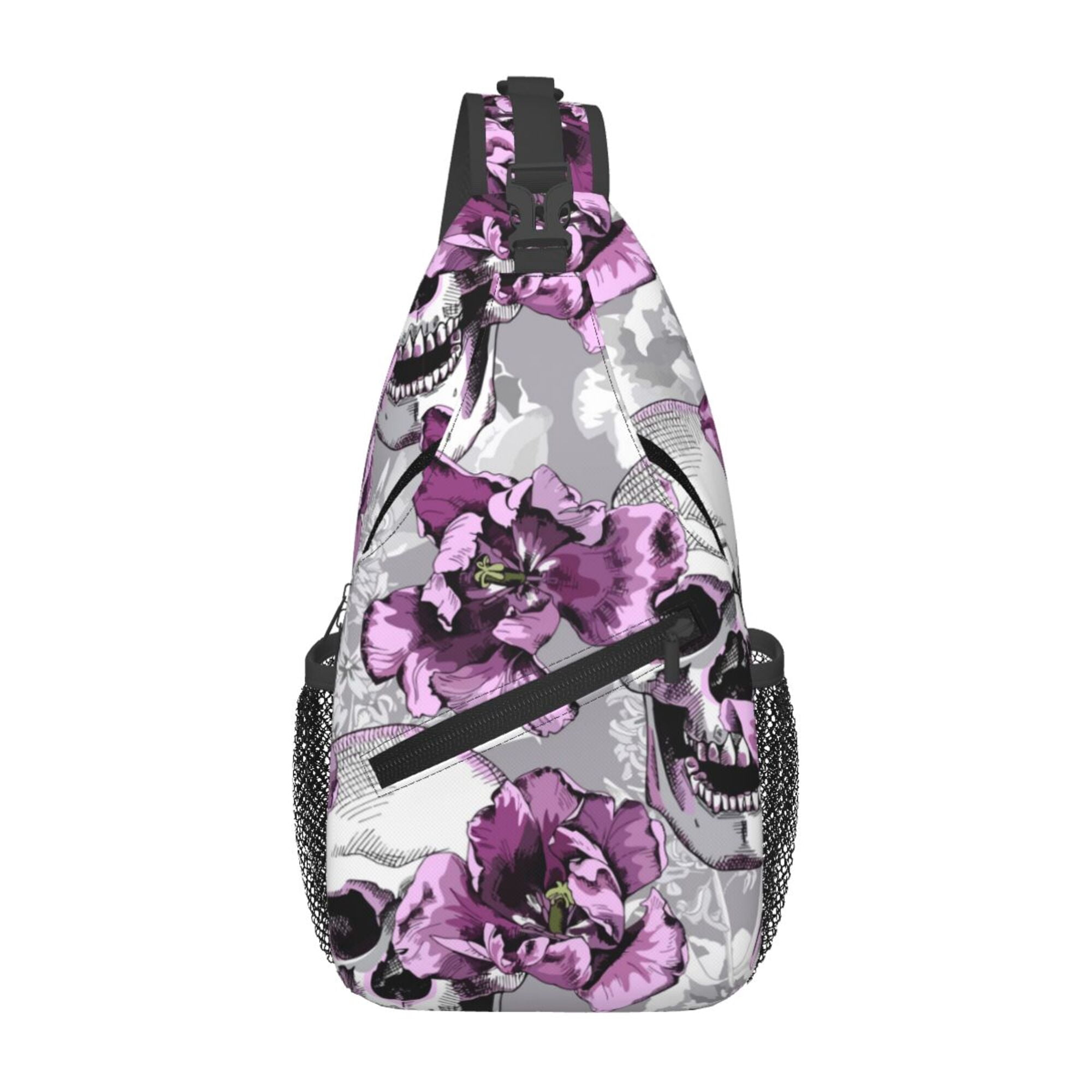 Floral Print Sling Backpack Crossbody Daypack Unisex Casual Travel Hiking Bag Backpack Sling for Women Anti-Water Crossbody Bag Inclined  main image 3