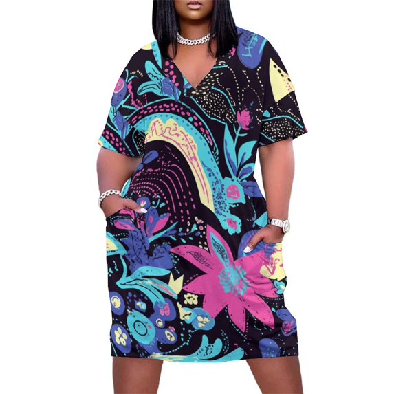 Purple Flowers Summer Dresses for Women Beach Boho