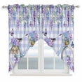 thumbnail image 1 of Purple Flowers Swag Valances for Windows, Kitchen Window Curtains Over Sink, Weeping Spring Floral Bicycle Checkered Window Treatment Curtains for Living Room/Bedroom Curtains 2 Panel Sets 36"x45", 1 of 8