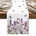 thumbnail image 1 of Purple Flowers Table Runner - 108 Inch Long, Kitchen Dining Table Runner Dresser Scarves, Spring Butterflies Lavender Daisy Botanical Farmhouse Decor for Coffee Tables Wedding Party Banquet, 1 of 8