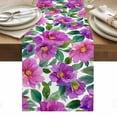 thumbnail image 1 of Purple Flowers Table Runner - 108 Inch Long, Kitchen Dining Table Runner Dresser Scarves, Spring Floral Leaves Botanical Watercolor Farmhouse Decor for Coffee Tables Wedding Party Banquet, 1 of 8