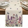 thumbnail image 1 of Purple Flowers Table Runner - 90 Inch Long, Kitchen Dining Table Runner Dresser Scarves, Spring Butterflies Lavender Daisy Beige Farmhouse Decor for Coffee Tables Wedding Party Banquet, 1 of 8