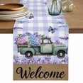 thumbnail image 1 of Purple Flowers Table Runner, Weeping Spring Floral Truck Butterfly Checkered Washable Cotton Linen Table Runners 48 Inches Long, Dresser Scarf Runner for Nightstand/Coffee/End Tables 13''x48'', 1 of 9