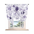thumbnail image 1 of Purple Flowers Tie Up Curtains for Windows 63 Inch Length Balloon Curtains Kitchen Adjustable Balloon Window Shade Watercolor Farmhouse Botanical Floral Leaf Tie Up Bathroom Curtain Window 42"x63", 1 of 6