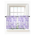 thumbnail image 1 of Purple Flowers Tier Curtains 24 Inch Length,Sheer Curtains for Bedroom Living Room Window Watercolor Summer Botanical Floral Rod Pocket Drapes Kitchen Curtains Small Half Window 27.5"x24" 2 Panels, 1 of 6