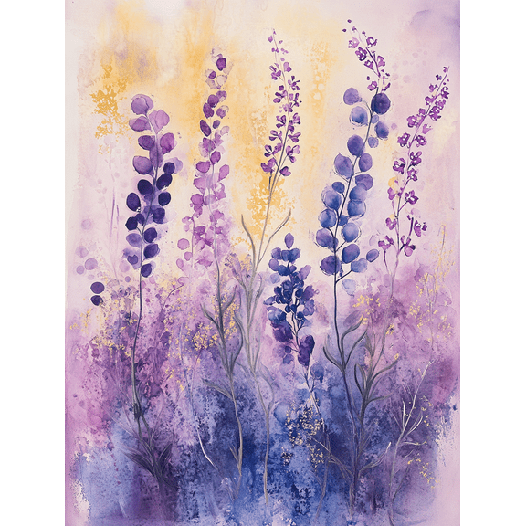 Purple Flowers Watercolor Canvas Painting Suitable for Living Room Bedroom Bathroom Office and Hallway Decoration