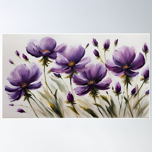 Purple Flowers Watercolor Poster Wall Art, Modern Wall Decor For Living Room Bedroom, 8x12 UNFRAMED