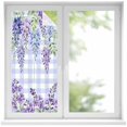 thumbnail image 1 of Purple Flowers Window Privacy Film, Weeping Spring Floral Checkered Pastoral Static Cling UV Sun Blocking Heat Control Window Tint Day and Night, Non-Adhesive One Way Privacy Cover 17.7''x39.3'', 1 of 7